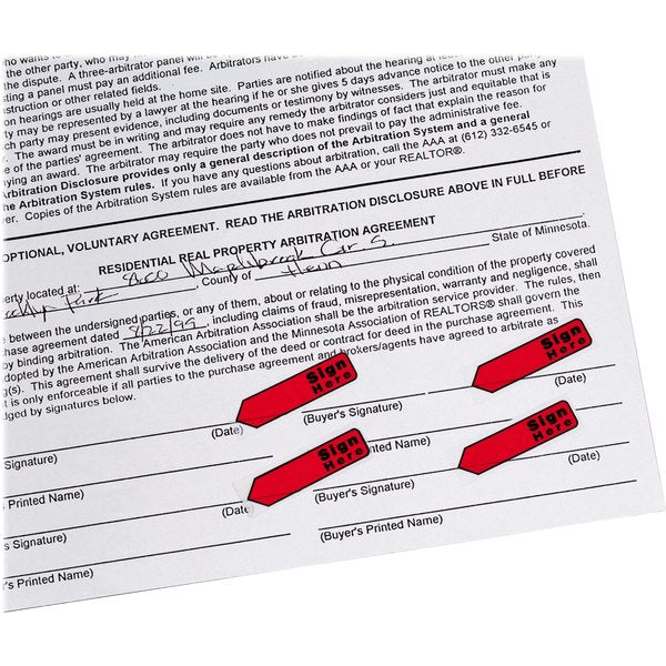 Sticky Arrow Flags, Sign Here, Red, PK4