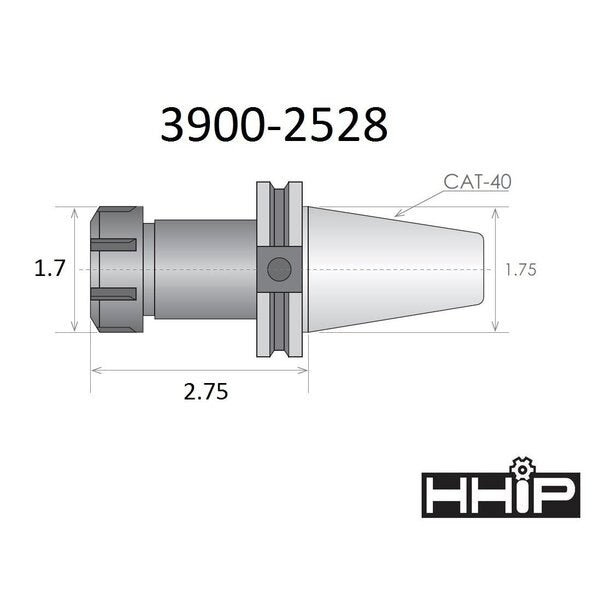 ER-25 CAT40 V-Flange Collet Chuck With 2.75 Gage Depth
