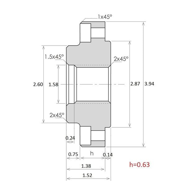 M39 X 4 Threaded Backplate/Adapter No Holes For 4