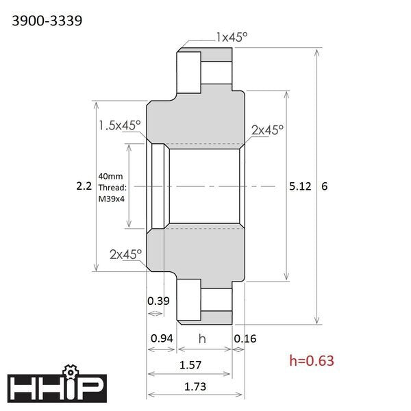 Threaded M39 X 4 Backplate / Adapter For 6