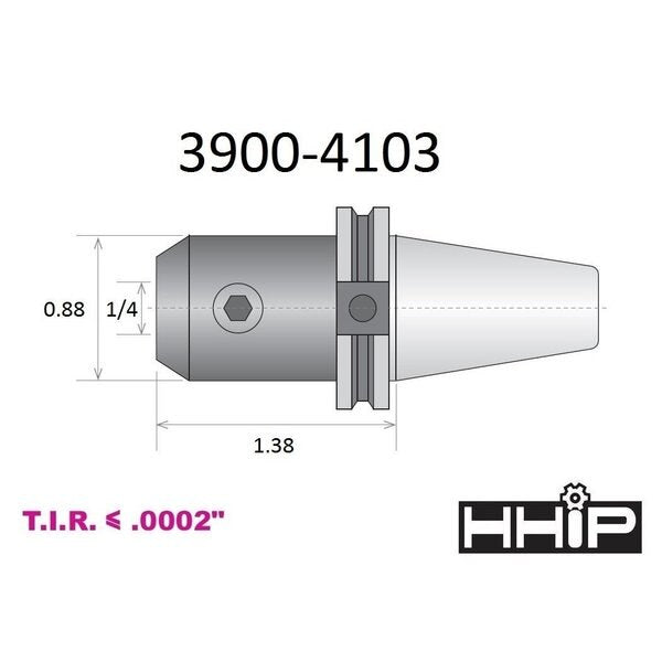 1/4 X CAT40 V-Flange End Mill Holder With 1.38 Gage Depth