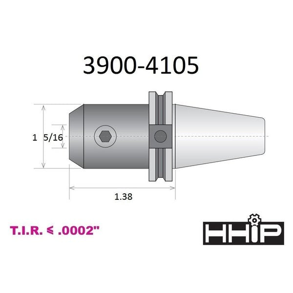 5/16 X CAT40 V-Flange End Mill Holder With 1.38 Gage Depth