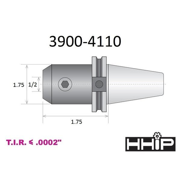 1/2 X CAT40 V-Flange End Mill Holder With 1.75 Gage Depth