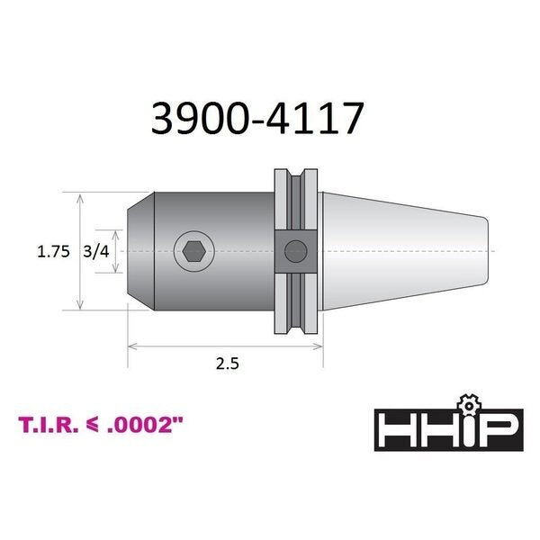 3/4 X CAT40 V-Flange End Mill Holder With 2.5 Gage Depth