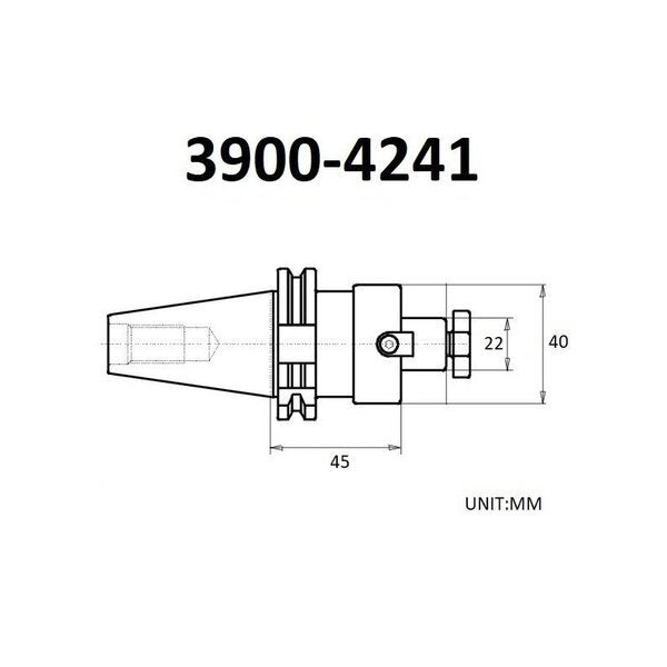22 X 45mm BT40 V-Flange Shell Mill Arbor