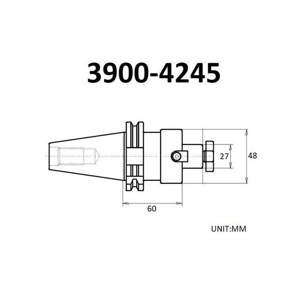27 X 60mm BT40 V-Flange Shell Mill Arbor
