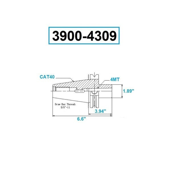 CAT40 V-Flange To MT4 Tang End Morse Taper Adapter