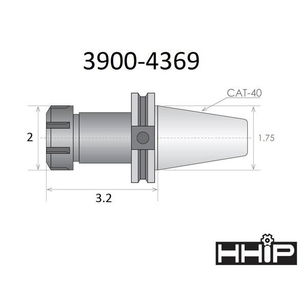 ER-32 CAT40 V-Flange Collet Chuck With 3.2 Gage Depth