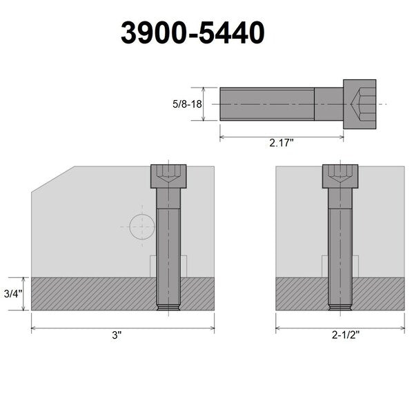 KDK-150 Style T-Nut Blank 3/4  X 2-1/2 X 3 With Screw 5/8-18 X 55mm