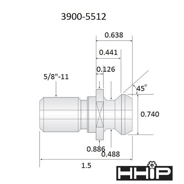 ANSI .74 X 1.5 CAT40 45 Degree Retention Knob