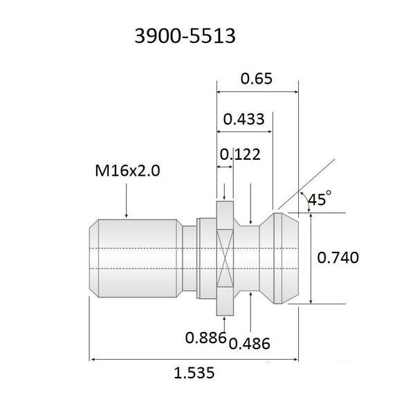 ANSI .75 X 1.54 CAT40 45 Degree Retention Knob