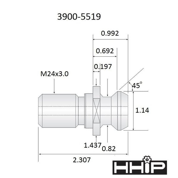 2.31 X 45 Degree ANSI CAT50 Retention Knob