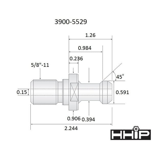 HAAS CAT40  Coolant Thru Pull Stud 5/8-11 PS-31514 45 Degree