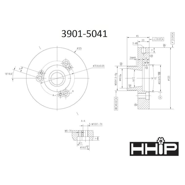 125mm Diameter D1-3  ER-40 Collet Chuck