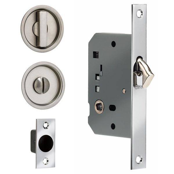 Backset Sliding Pocket Door Square Mortise Lock Round Trim ORB 2