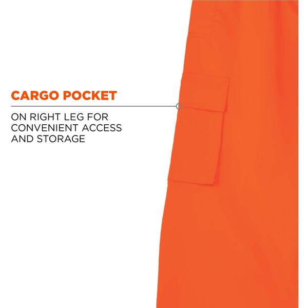 Rain Pants, Breathable, Hi-Vis Orange, M