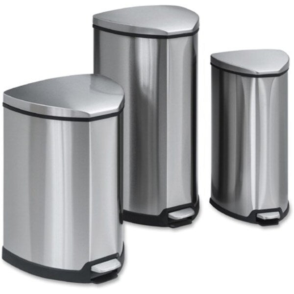 10 gal Half-Round Wastebasket, Stainless Steel, 14