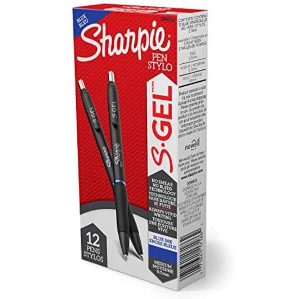S-Gel Pen, Medium 0.7mm, Blue, PK12