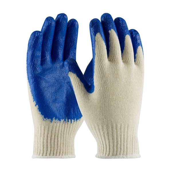 Latex Coated Gloves, Palm Coverage, Natural/Blue, L, 12PK