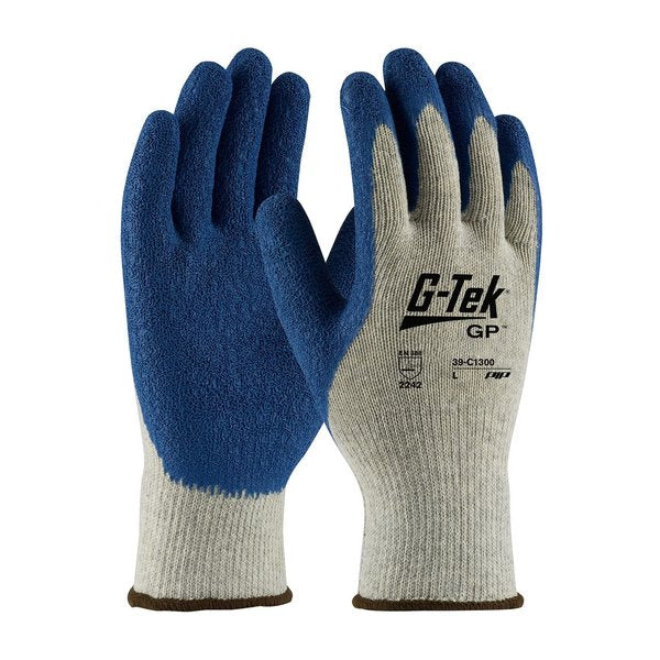 Latex Coated Gloves, Palm Coverage, Blue/Gray, XL, 12PK