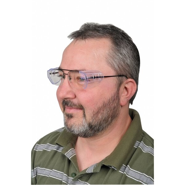 Slip-On Sideshield, For Safety Glasses, Conforming, Plastic, Clear, Universal Fit, 1 Pair