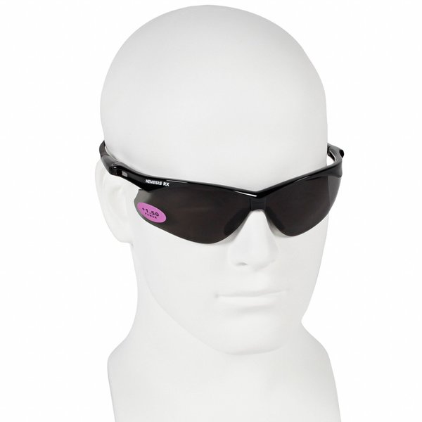 Nemesis Rx Readers Prescription Safety Sunglasses, Diopter: +1.50, Black Frame, Smoke Gray Lens