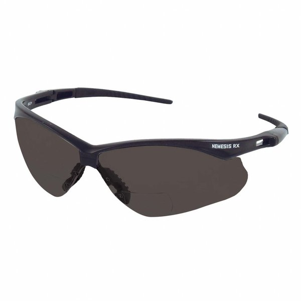 Nemesis Rx Readers Prescription Safety Sunglasses, Diopter: +1.50, Black Frame, Smoke Gray Lens