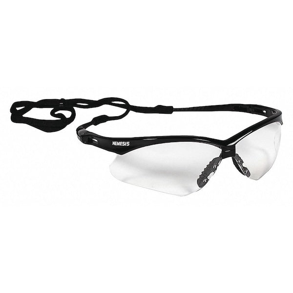 V30 Nemesis Safety Glasses, Anti-Fog, Scratch-Resistant, Wraparound, Black Half-Frame, Clear Lens