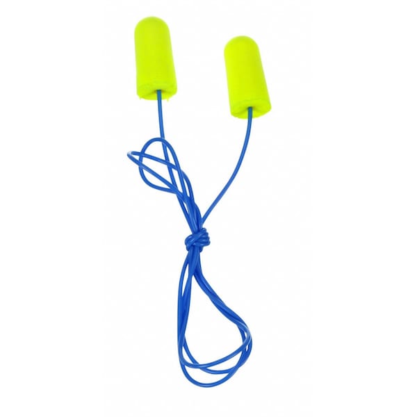 E-A-Rsoft Disposable Corded Ear Plugs, Yellow Neons, Bullet Shape, NRR 33 dB, M, 200 Pairs