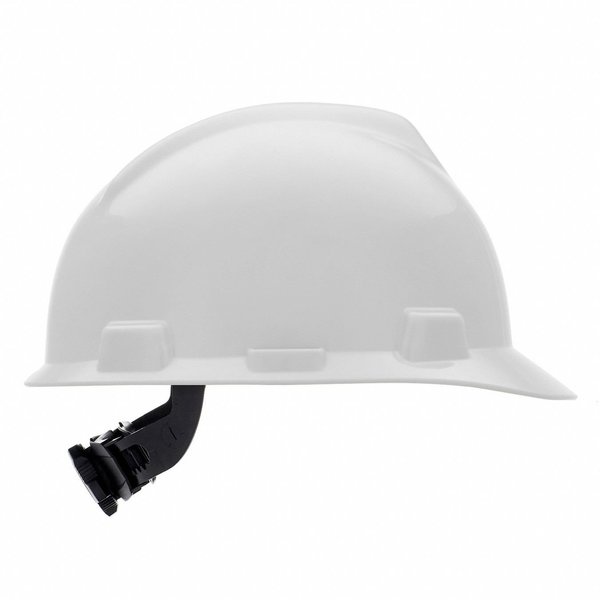 V-Gard Front Brim Hard Hat, Slotted, Type 1, Class E, Fas-Trac Ratchet Suspension, White