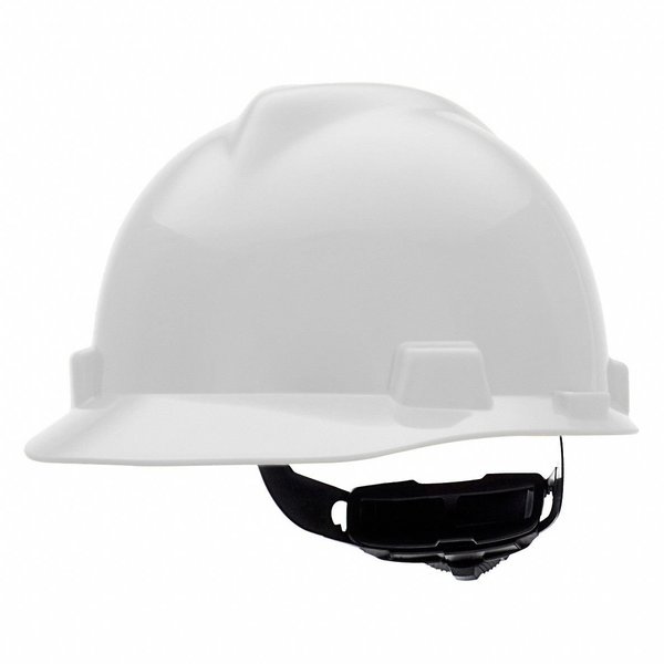 V-Gard Front Brim Hard Hat, Slotted, Type 1, Class E, Fas-Trac Ratchet Suspension, White