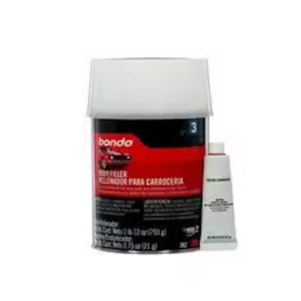 Body Filler With Hardener, 1 qt Size, Paste, Light Gray