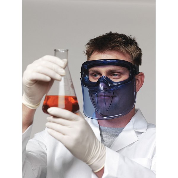 Goggles with Face Shield, V90, Anti-Fog Coating, Clear Lenses, Blue Frame, Blue Shield, Unisex