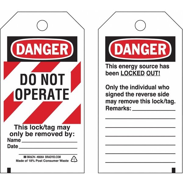 Danger Tag, 5-3/4 x 3 In, OSHA, Brs, PK25