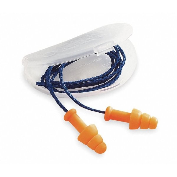 SmartFit Reusable Corded Ear Plugs, Flanged Shape, NRR 25 dB, Orange, 100 Pairs