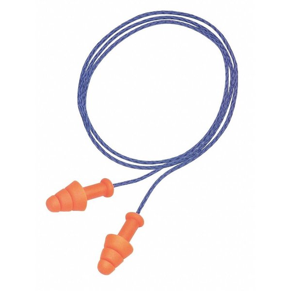 SmartFit Reusable Corded Ear Plugs, Flanged Shape, NRR 25 dB, Orange, 100 Pairs