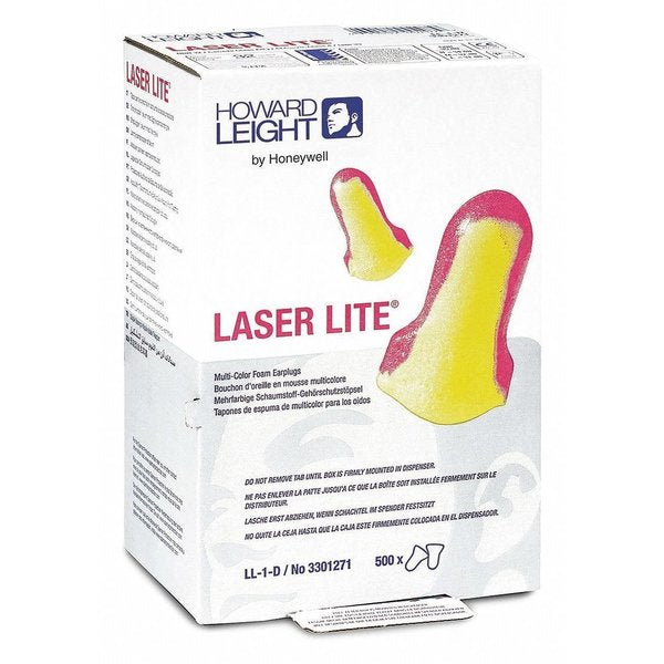 Laser Lite Ear Plug Dispenser Refill, Uncorded, Contoured-T Shape, 32 dB, Magenta/Yellow, 500 Pairs
