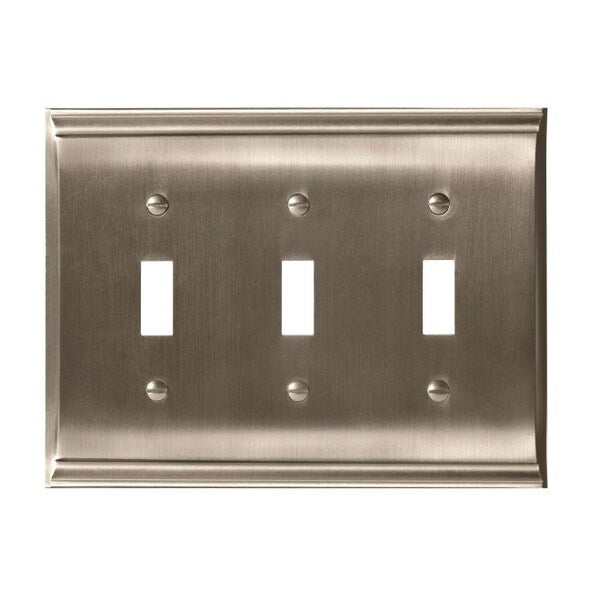 Candler 3 Toggle Wall Plates, Number of Gangs: 3 Zinc, Satin Nickel Finish