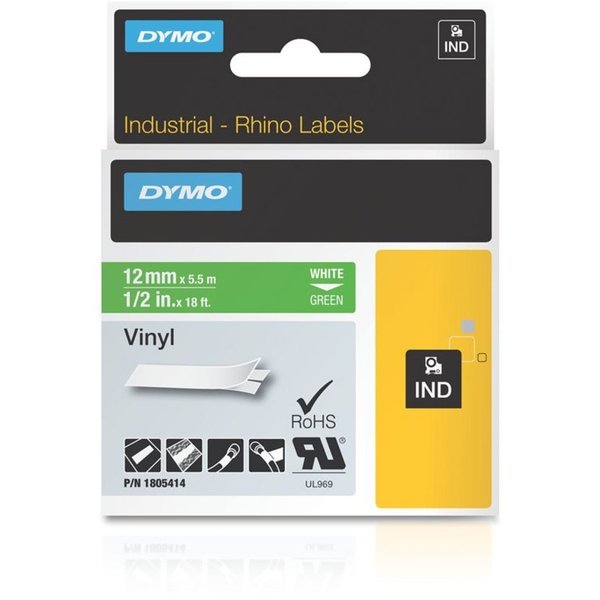 Rhinoâ¢ Label Cartridge, White/Green, 18 ft. L