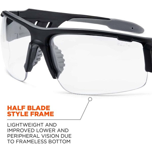 Safety Glasses, Traditional Clear PC Decenter Lens, Anti-Fog, Scratch-Resistant