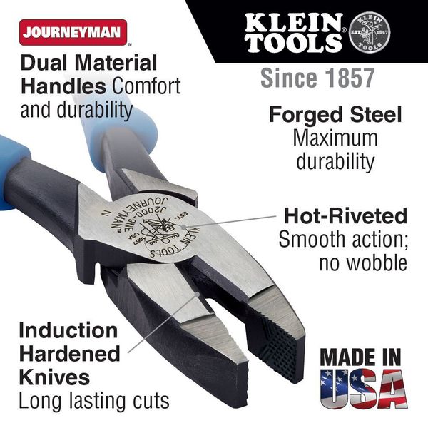 8 13/16 in Journeyman(TM) Linemans Plier High Leverage, Steel