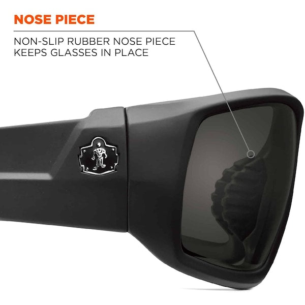 Safety Glasses, Traditional Smoke PC Decenter Lens, Scratch-Resistant