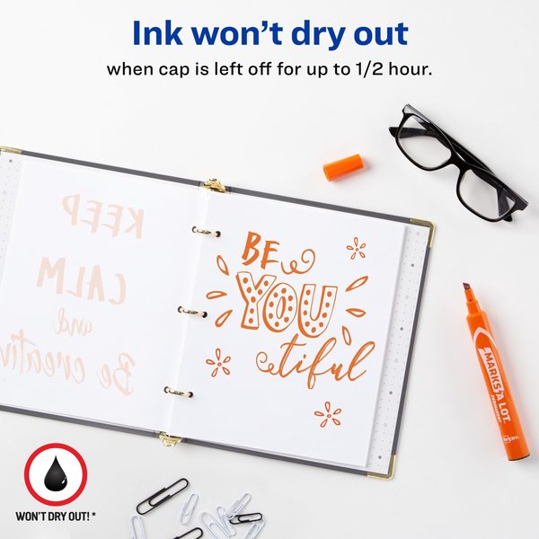 Large Desk-Style Permanent Marker, Chisel Tip, Orange