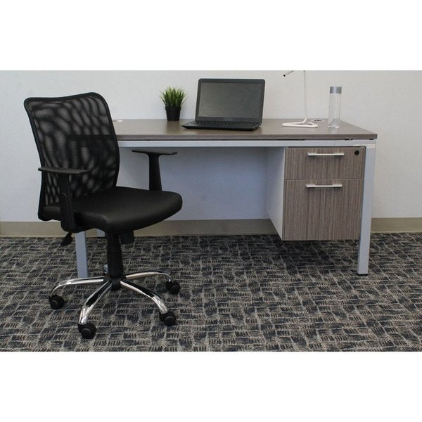 Mesh Task Chair, T-Arm, Black