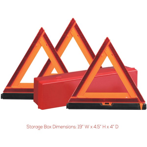 Emerg. Warning Triangles, 3 pcs., Red Box