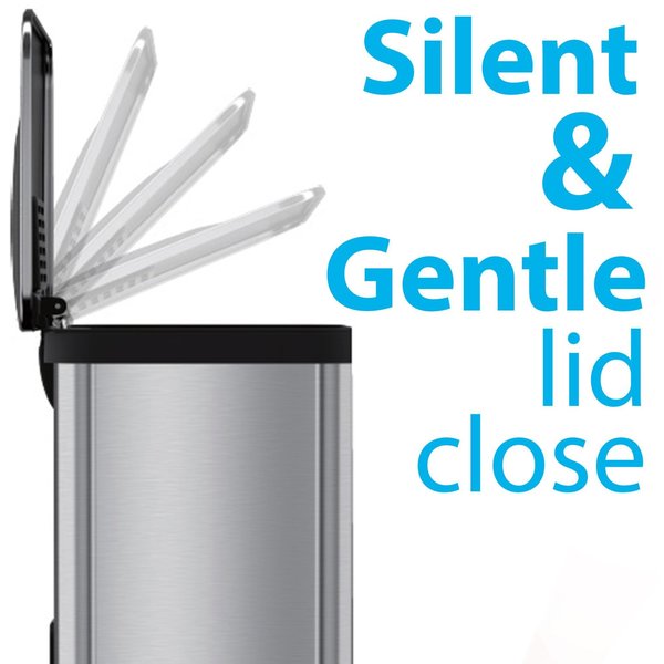 13 gal Rectangular Trash Can, Silver, Stainless Steel