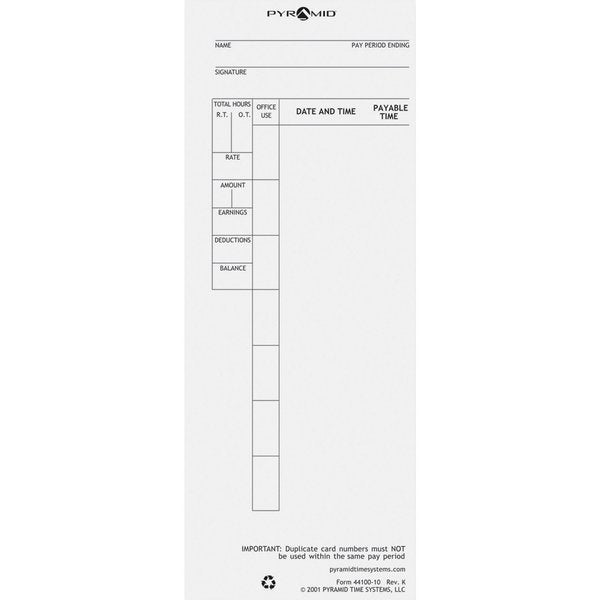 Time Card, PK100