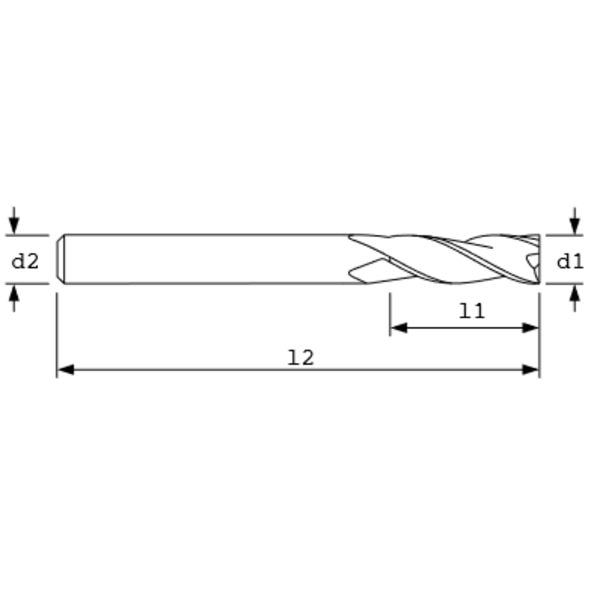 End Mill, XL Sq, 30Hl x 3Fl, 1