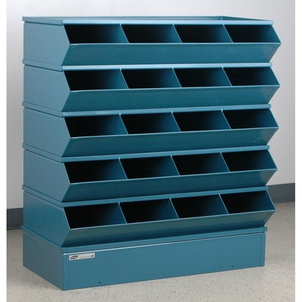 Steel Sectional Stacking Bin, 9 1/2 in D x 20 1/2 in H x 12 in W, 1 Shelves, Gray