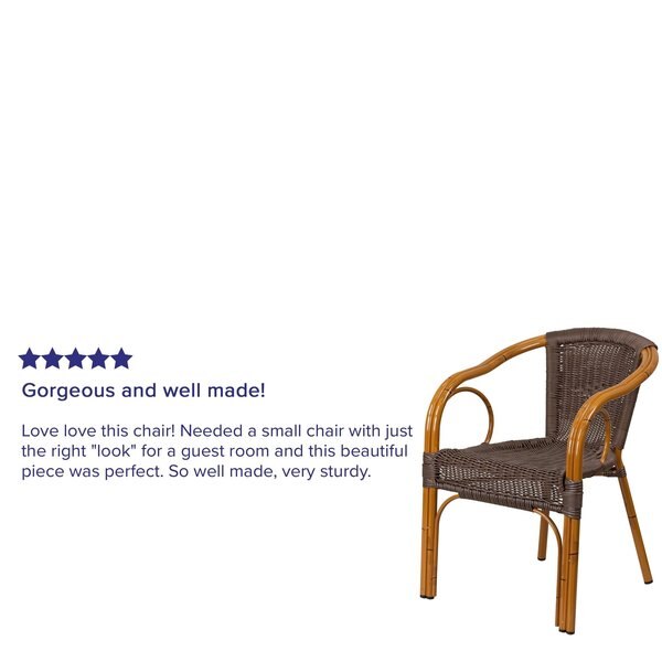 3Pack Dark Brown Rattan Patio Chair with Red Frame